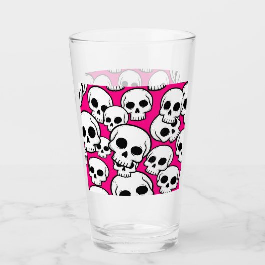 Pink Skull Pattern Glass Cup Glas (Vorderseite)