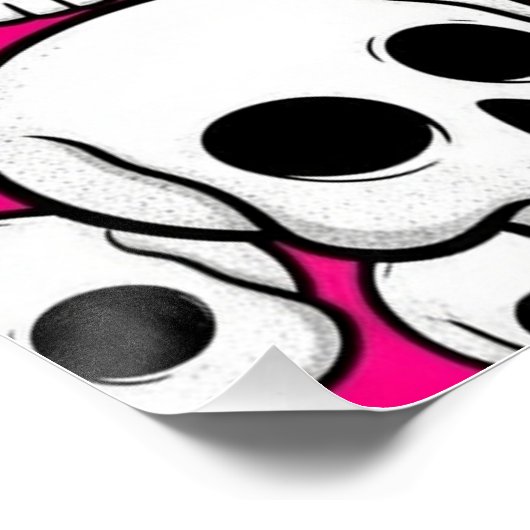 Pink Skull Pattern Glossy Poster (Ecke)