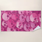 Pink Skull Pattern Pop Art Illustration Strandtuch (Vorderseite)
