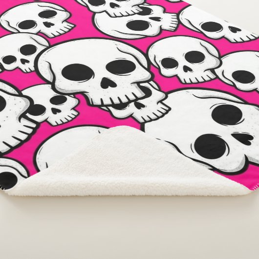 Pink Skull Pattern Sherpa Blanket Sherpadecke (3/4)