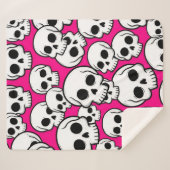 Pink Skull Pattern Sherpa Blanket Sherpadecke (Vorderseite (Horizontal))
