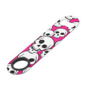 Pink Skull Pattern Stainless Steel Bottle Opener Speed Flaschenöffner (Rückseite Schrägansicht)