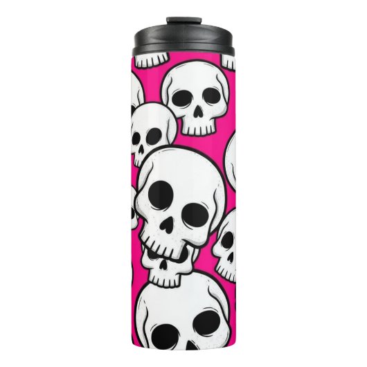 Pink Skull Pattern Thermal Tumbler Thermosbecher (Vorderseite)