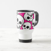 Pink Skull Pattern Travel/Commuter Mug Reisebecher (VorderseiteRechts)