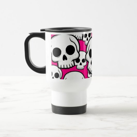 Pink Skull Pattern Travel/Commuter Mug Reisebecher (Links)