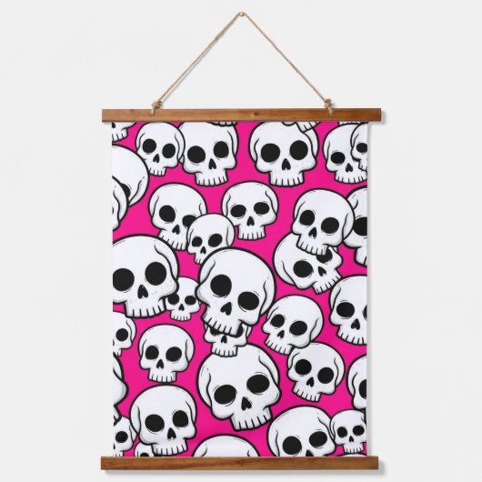 Pink Skull Pattern Wandteppich Mit Holzrahmen (Vorderseite)