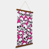 Pink Skull Pattern Wandteppich Mit Holzrahmen (Gewinkelt)