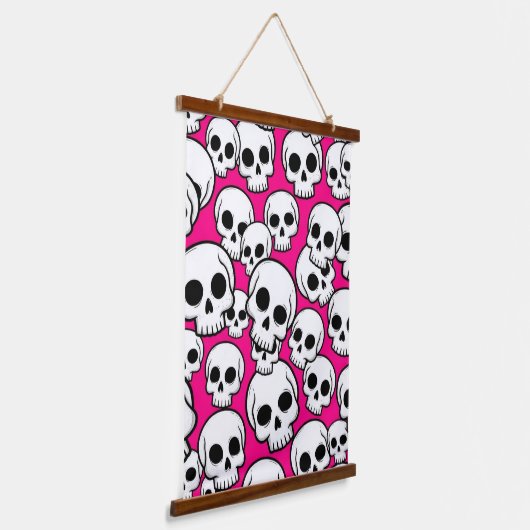 Pink Skull Pattern Wandteppich Mit Holzrahmen (Gewinkelt)
