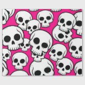Pink Skull Pattern Wrapping Paper Geschenkpapier (Flach)