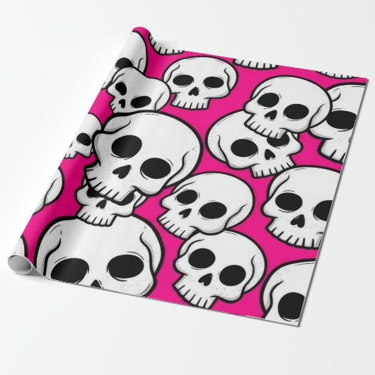Pink Skull Pattern Wrapping Paper Geschenkpapier (Ungerollt)