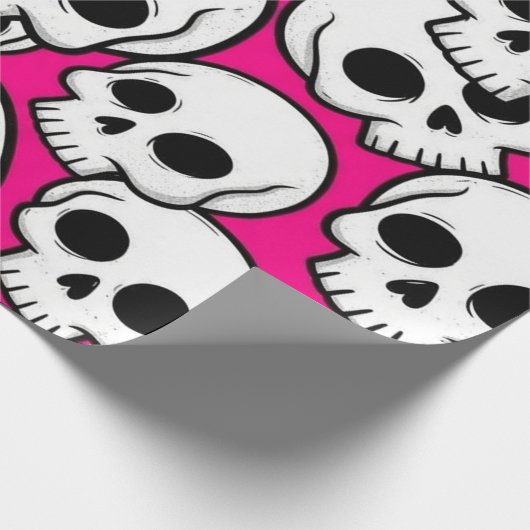Pink Skull Pattern Wrapping Paper Geschenkpapier (Ecke)