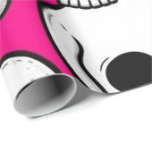 Pink Skull Pattern Wrapping Paper Geschenkpapier (Rolleneckpunkt)