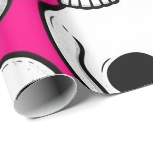 Pink Skull Pattern Wrapping Paper Geschenkpapier (Rolleneckpunkt)