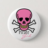Pink Skull Pirate Girl Button (Vorderseite)