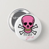 Pink Skull Pirate Girl Button (Vorne & Hinten)