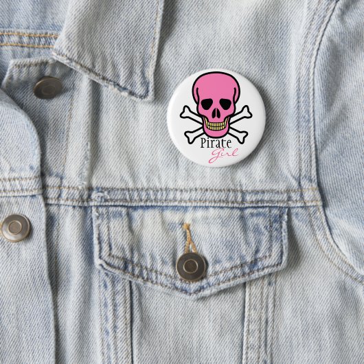 Pink Skull Pirate Girl Button (Beispiel)