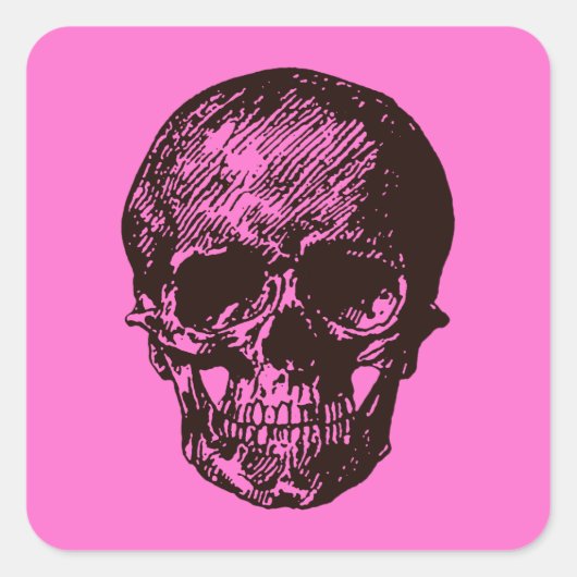 Pink Skull Quadratischer Aufkleber (Vorderseite)