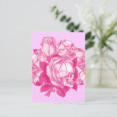 Pink Skull Rose Bouquet Postkarte (Stehend Vorderseite)