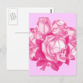 Pink Skull Rose Bouquet Postkarte (Vorne/Hinten)