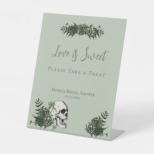 Pink Skull & Rose Irish Brautparty Favoriten Signi Sockelschild (Vorderseite)