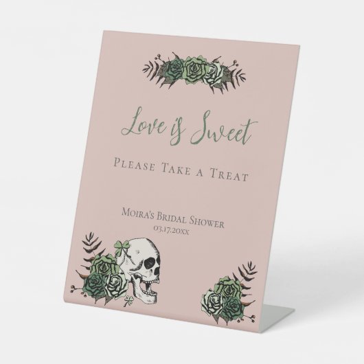 Pink Skull & Rose Irish Brautparty Favoriten Signi Sockelschild (Vorderseite)