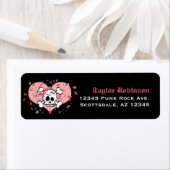 Pink Skull-Rücksendeadressen-Aufkleber nach Maß (Insitu)