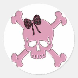 Pink Skull Runder Aufkleber