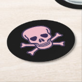 Pink Skull schwarz runder Papier trinken Bierdecke Runder Pappuntersetzer (Angewinkelt)