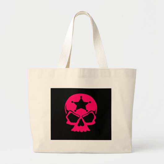 Pink Skull (schwarzer Hintergrund) Jumbo Stoffbeutel (Vorne)