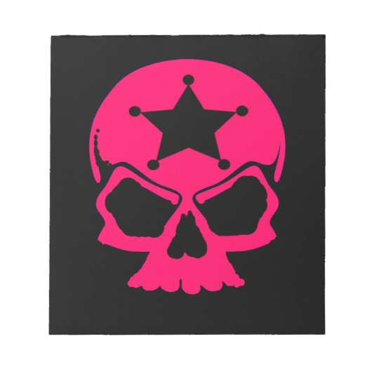 Pink Skull (schwarzer Hintergrund) Notizblock (Vorderseite)