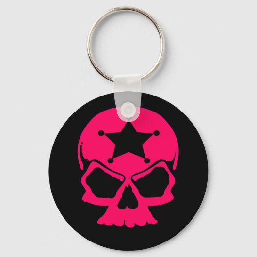 Pink Skull (schwarzer Hintergrund) Schlüsselanhänger (Vorderseite)