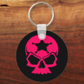 Pink Skull (schwarzer Hintergrund) Schlüsselanhänger (Vorderseite)