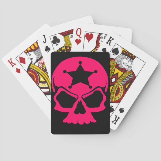 Pink Skull (schwarzer Hintergrund) Spielkarten (Rückseite)