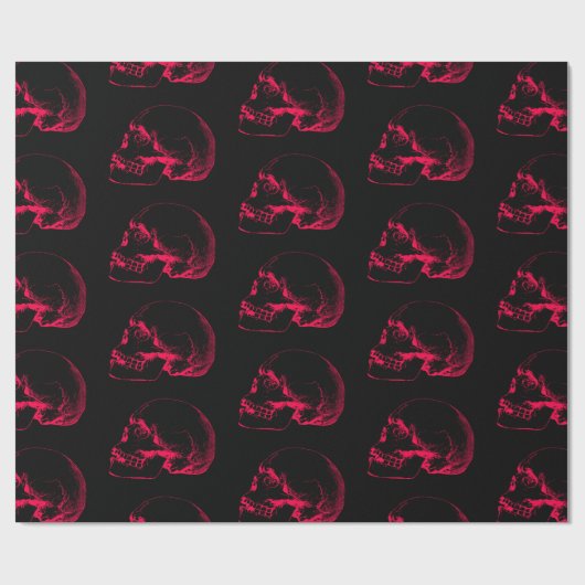 Pink Skull Sketch Muster Geschenkpapier (Flach)