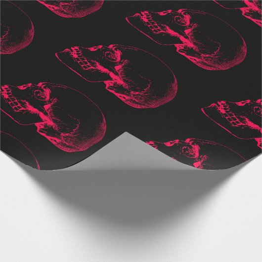 Pink Skull Sketch Muster Geschenkpapier (Ecke)