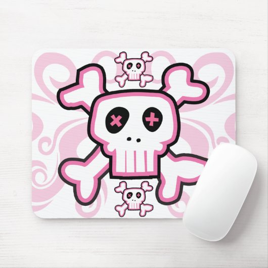 Pink Skull und Cross Bones Mauspad (Mit Mouse)
