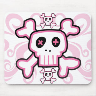 Pink Skull und Cross Bones Mauspad