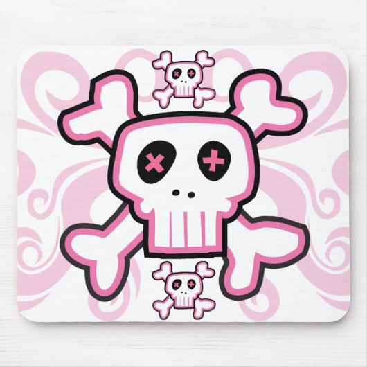 Pink Skull und Cross Bones Mauspad (Vorne)