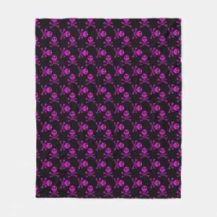 Pink Skull und Crossbones Muster Fleecedecke