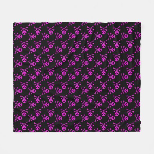 Pink Skull und Crossbones Muster Fleecedecke (Vorderseite (Horizontal))