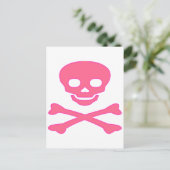 Pink Skull und Crossbones Postkarte (Stehend Vorderseite)