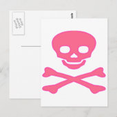 Pink Skull und Crossbones Postkarte (Vorne/Hinten)