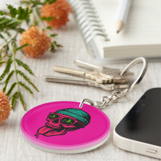 Pink Skull Urban Streetwear Keychain - Edgy  Schlüsselanhänger