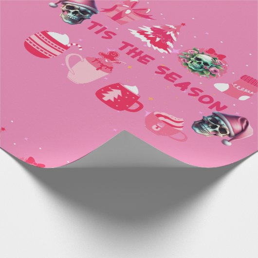 Pink Skull Weihnachtswrapper Geschenkpapier (Ecke)