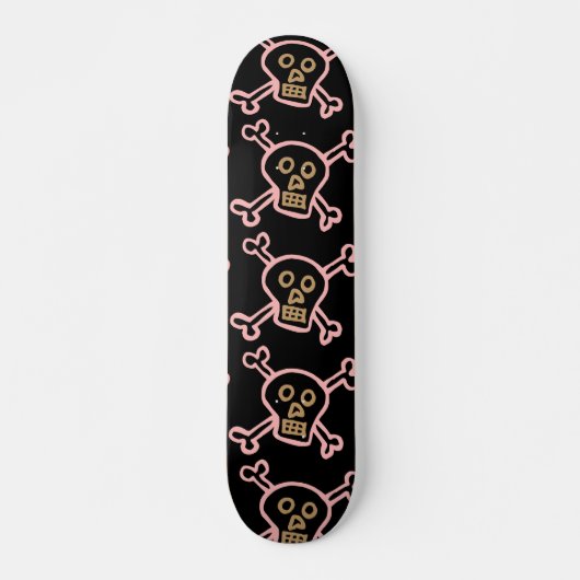 PINK SKULLS & CROSSBONES MÄDCHEN SKATEBOARDS (Vorne)