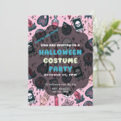 Pink Skulls Tarot Candles Kristallwaren Halloween Einladung (Stehend Vorderseite)