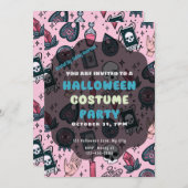 Pink Skulls Tarot Candles Kristallwaren Halloween Einladung (Vorne/Hinten)