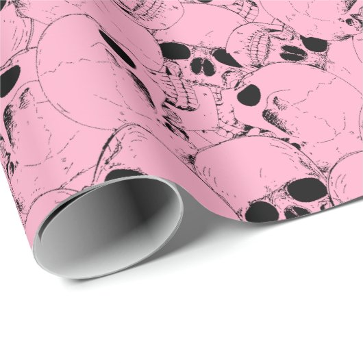 PINK SKULLS WRAPPING PAPIER GESCHENKPAPIER (Rolleneckpunkt)