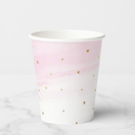 Pink Sky and Gold Stars Paper Party Cups Pappbecher