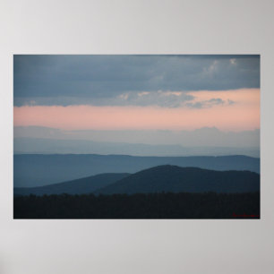 Pink Sky Blue Mountains Poster